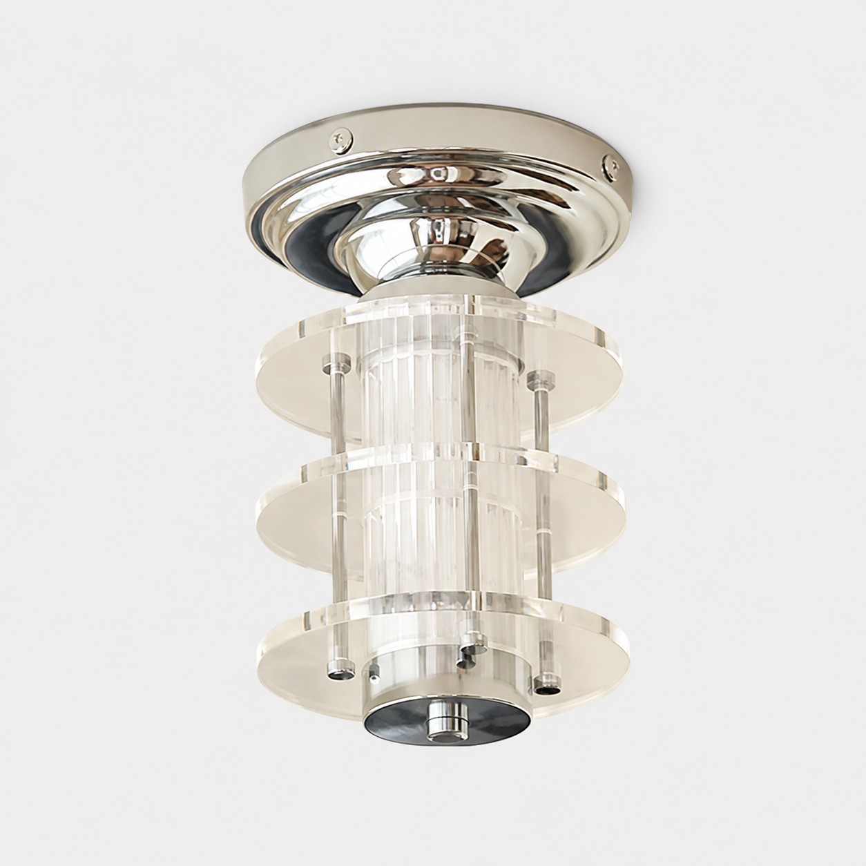 Rund / Klar akryl + Krom Bauhaus taklampa i stil med bild