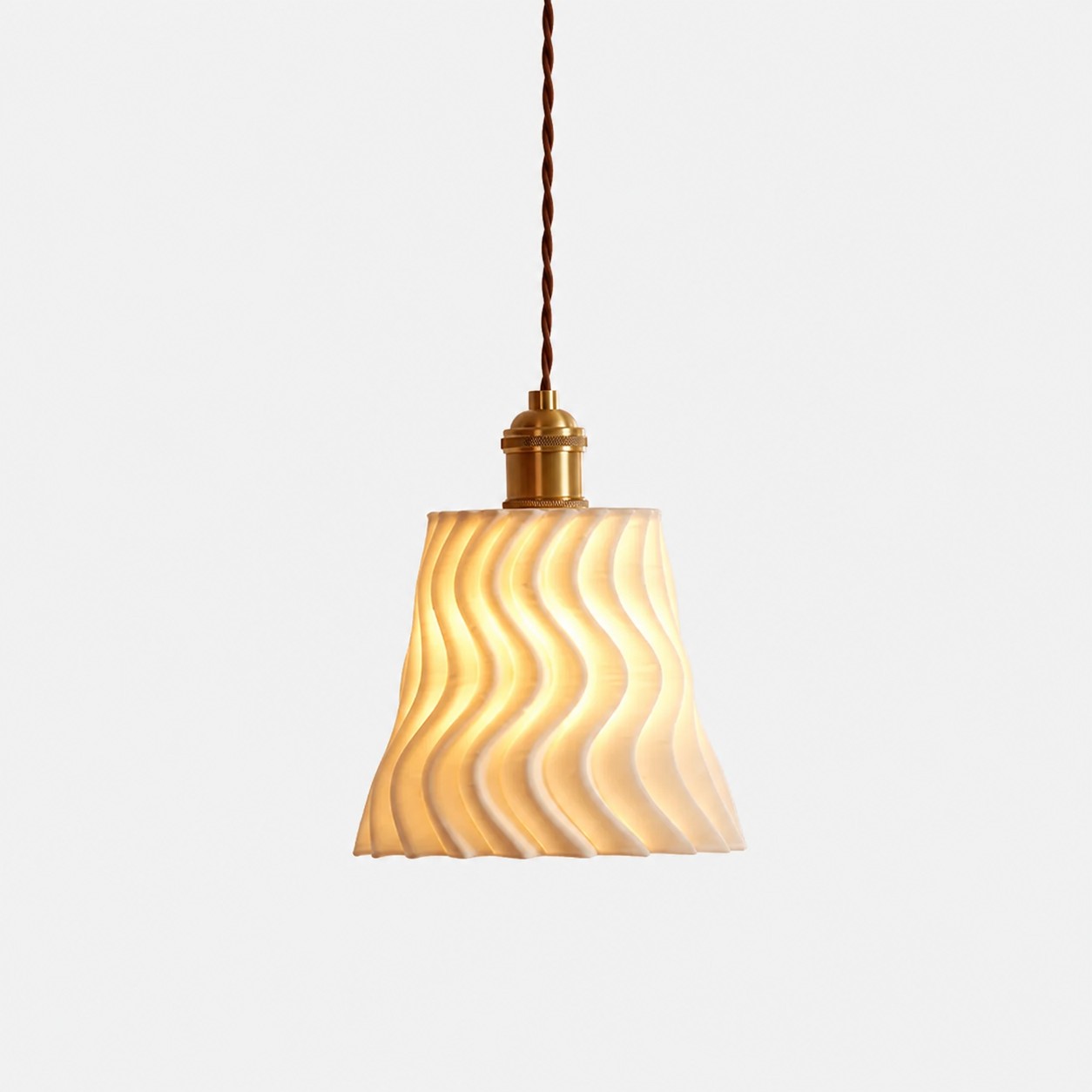 Flow Wave ceramic pendant lamp white background SKU image