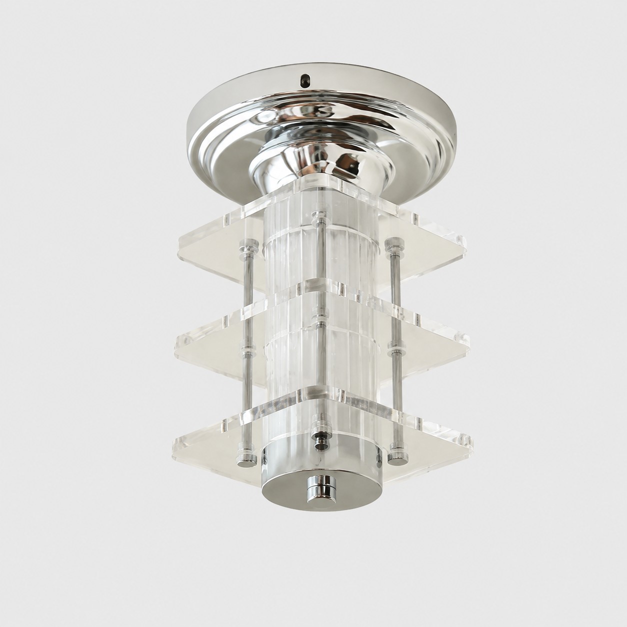 Kvadratisk / Klar akryl + Krom Bauhaus taklampa i stil med bild
