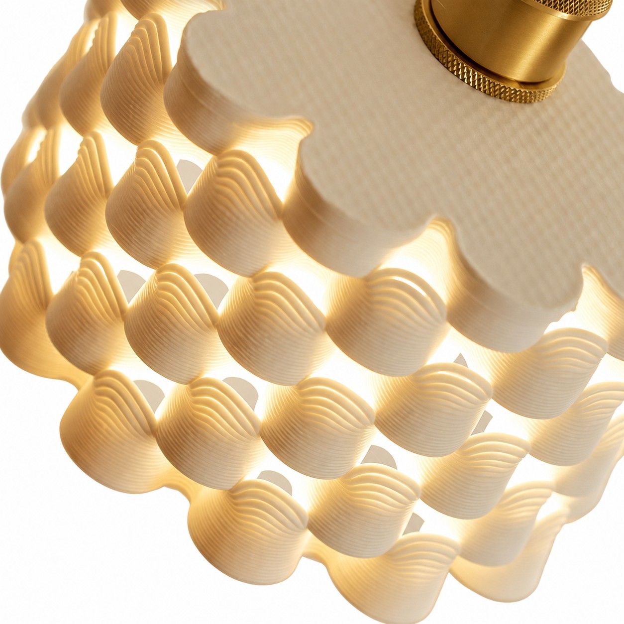 Close view of the ceramic checker texture and scalloped edge