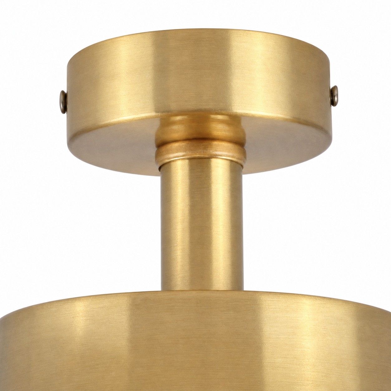 Brass-tone canopy and rounded glass edge detail
