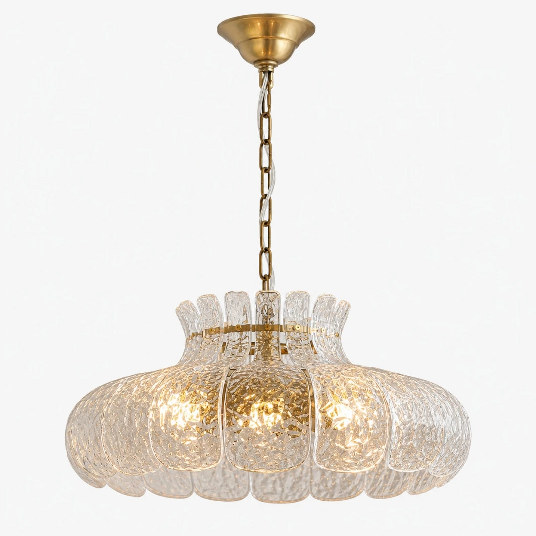 Transparent mässingsglaskrona diameter 50 cm Artikelnummervy