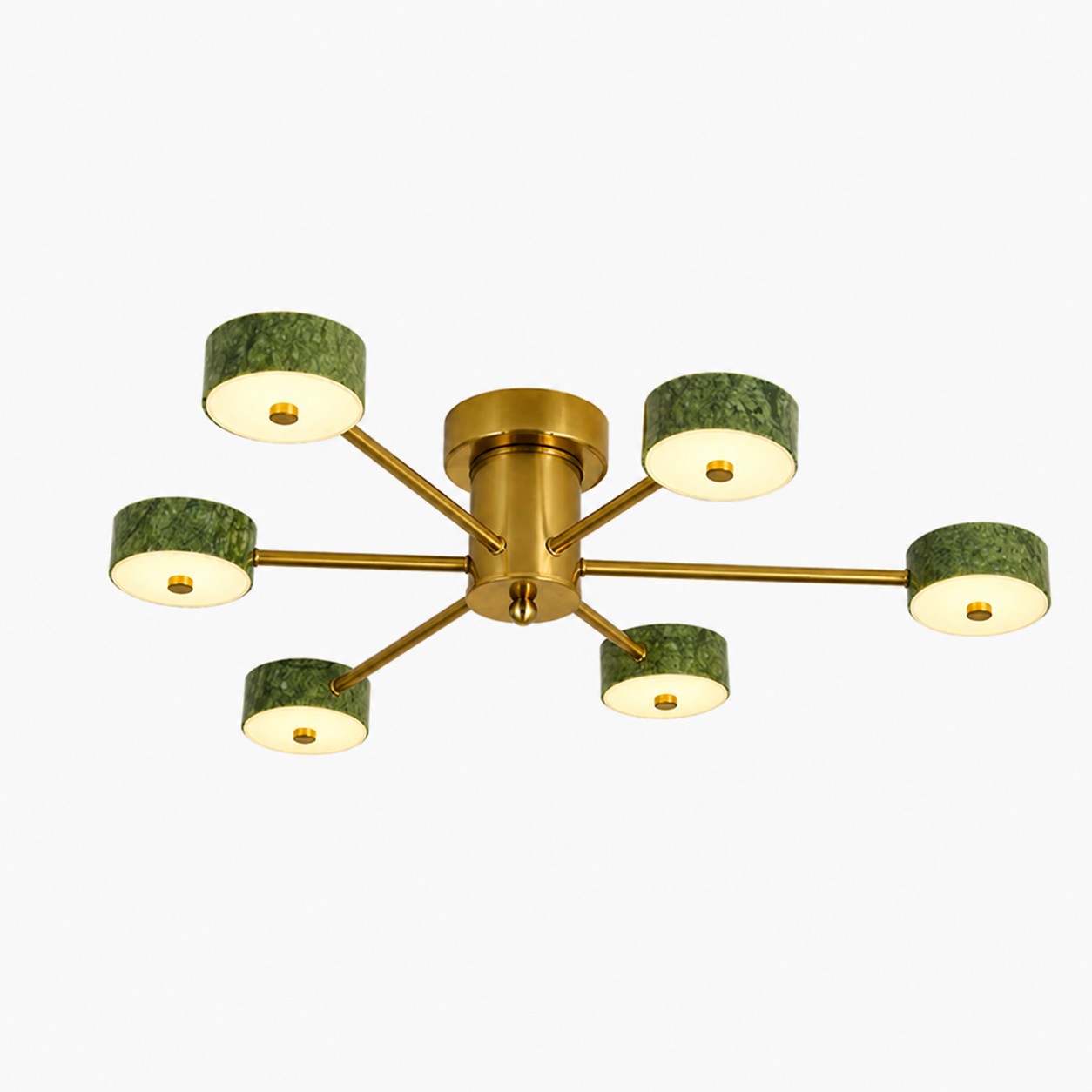 6-Light green jade radial ceiling light