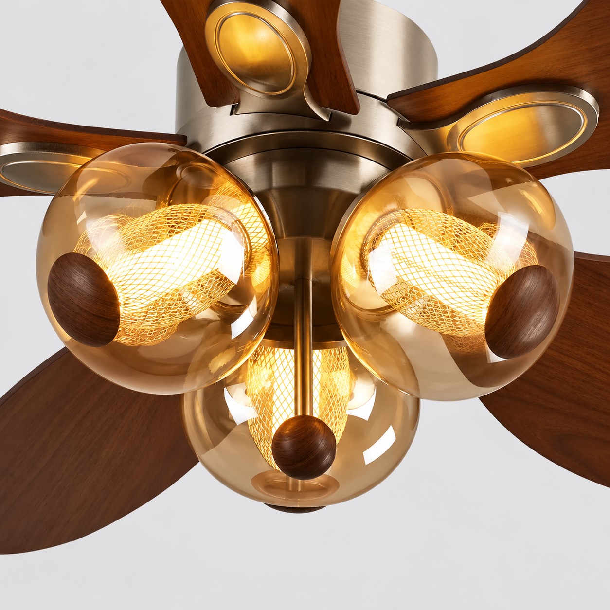 Amber glass globes create a cozy statement glow