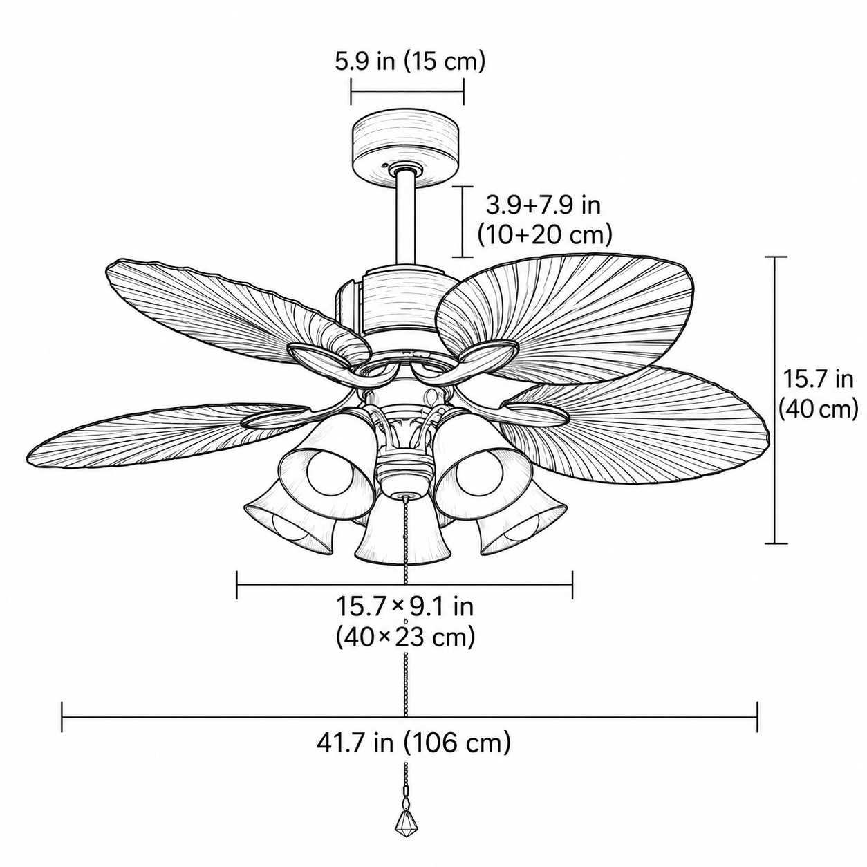 Pendelleuchte / 41,7 Zoll (106 cm)