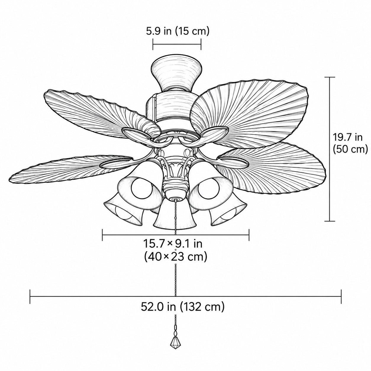 Deckenleuchte / 52 Zoll (132 cm)