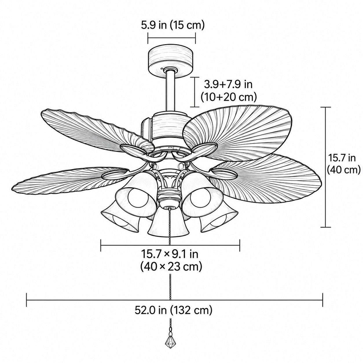 Pendelleuchte / 52 Zoll (132 cm)
