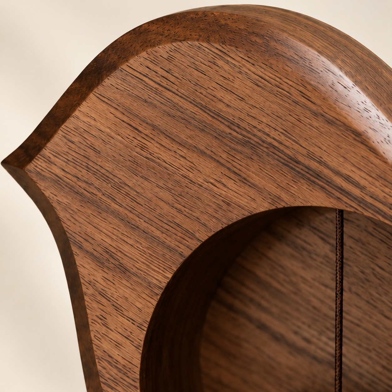 Close-up of wood grain on the frame