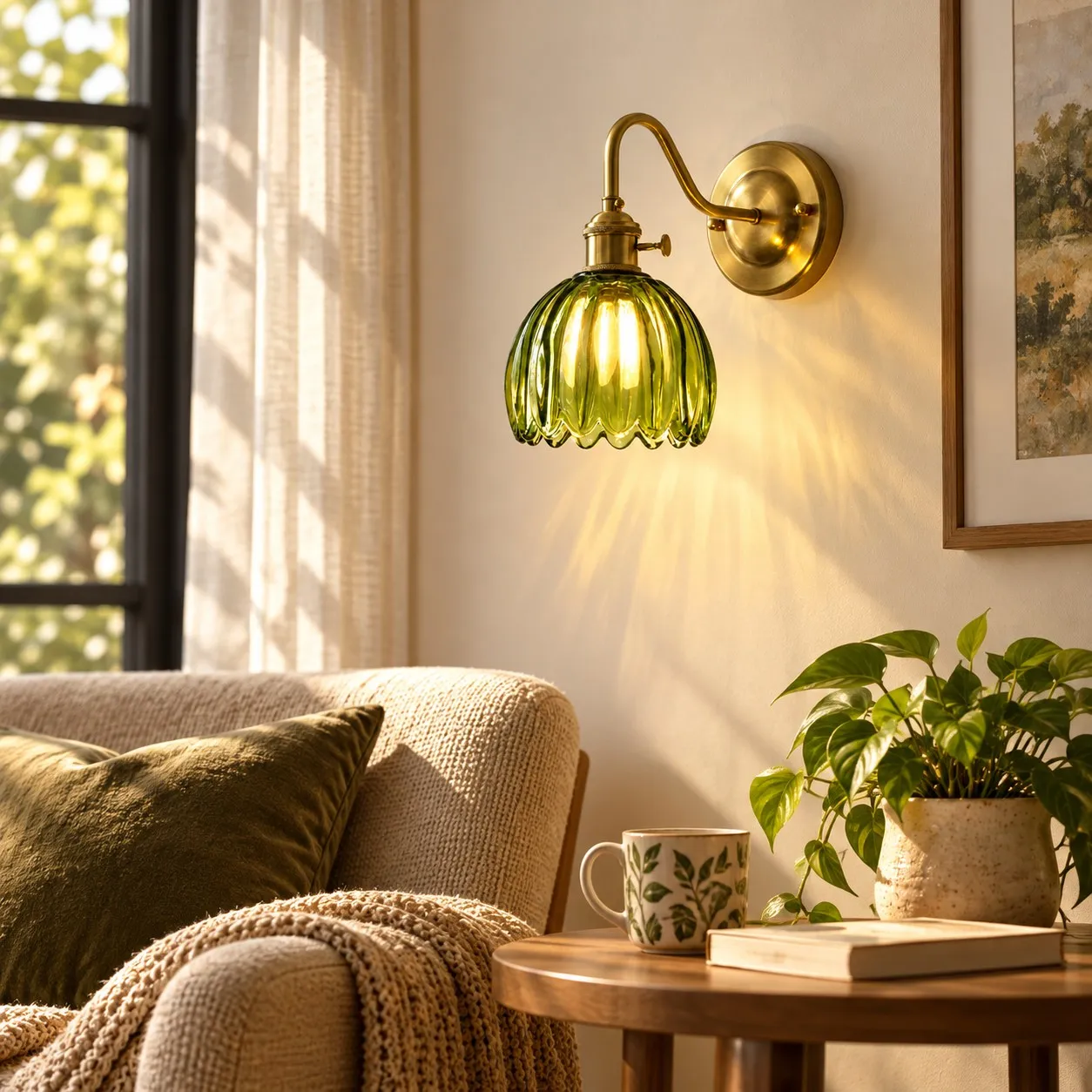 Nordic Colorful Flower Glass Wall Lamp in an interior setting