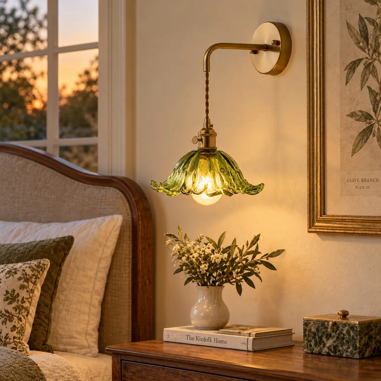 Vintage Snowflake and Striped Glass Wall Lamp in an interior setting