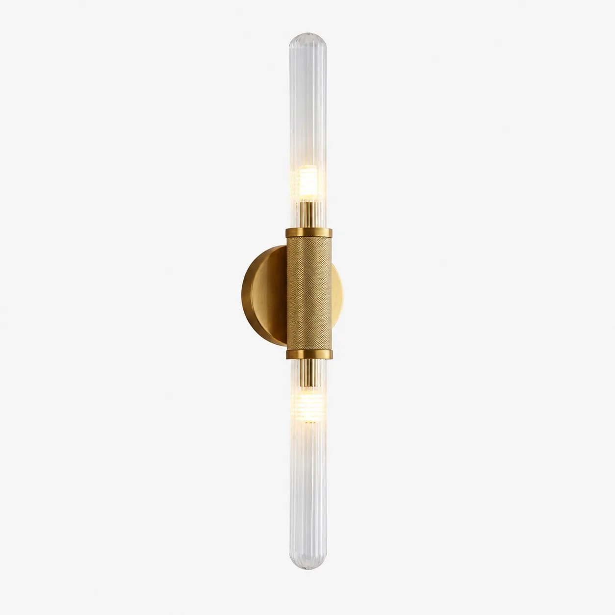 Lámpara de pared doble de cristal vintage con varilla larga