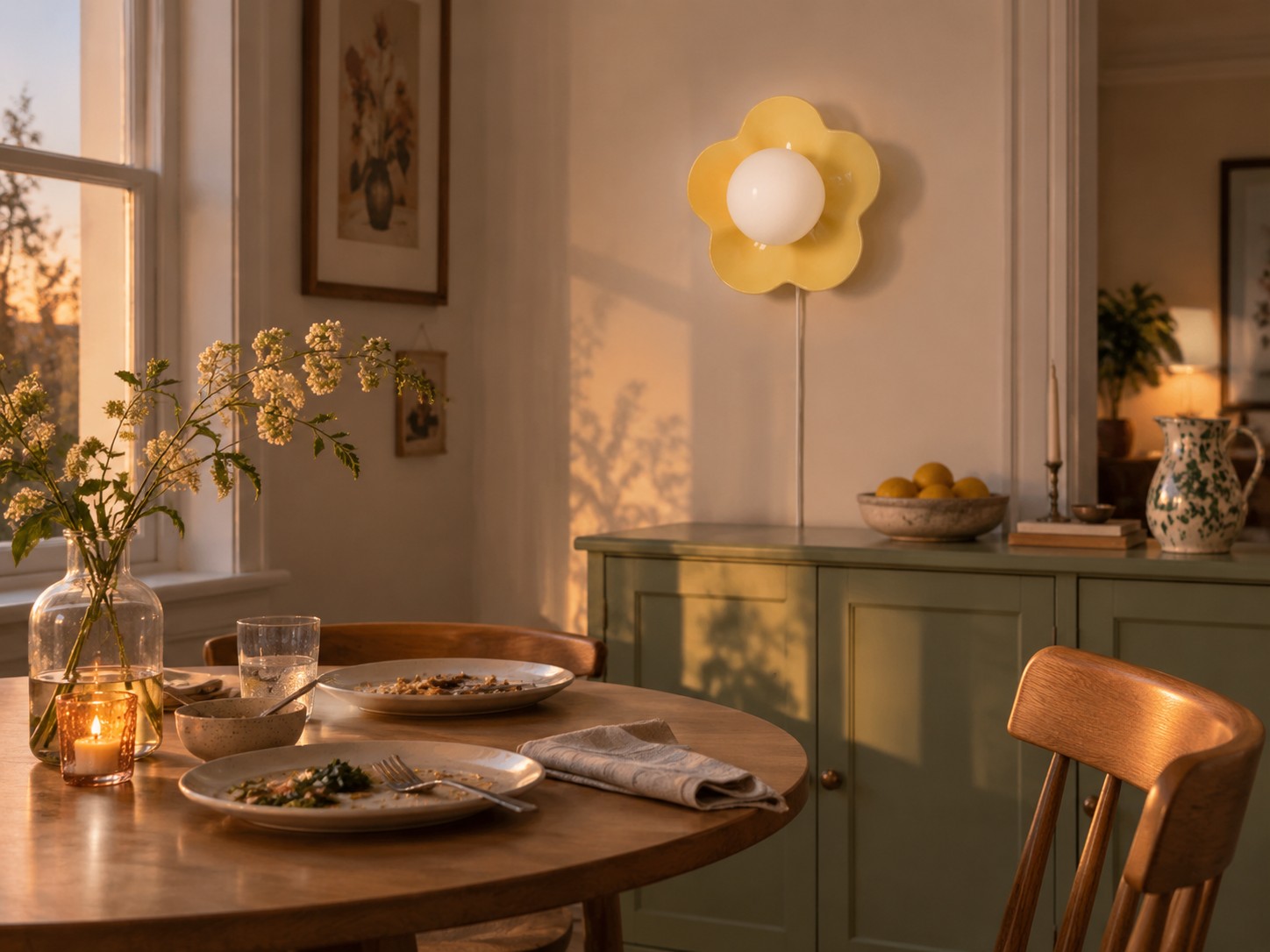 Comedor: Un toque de color amarillo cerca de la mesa del comedor.