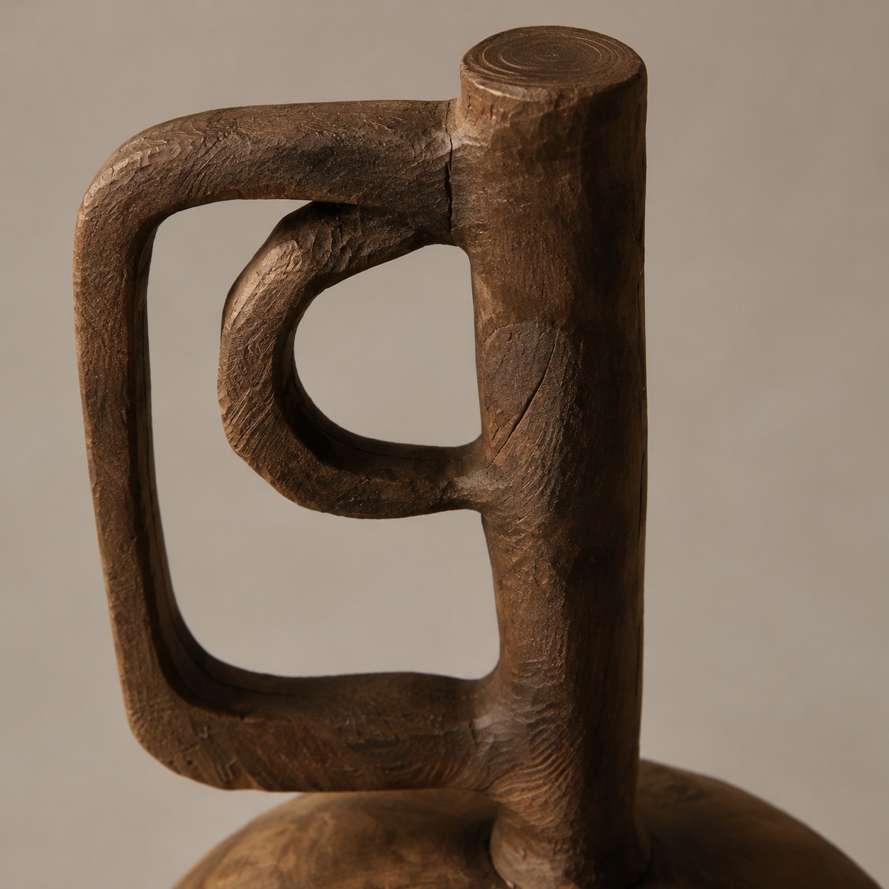 Hand-Carved Solid Wood Sculptural Vase - Tall Loop
