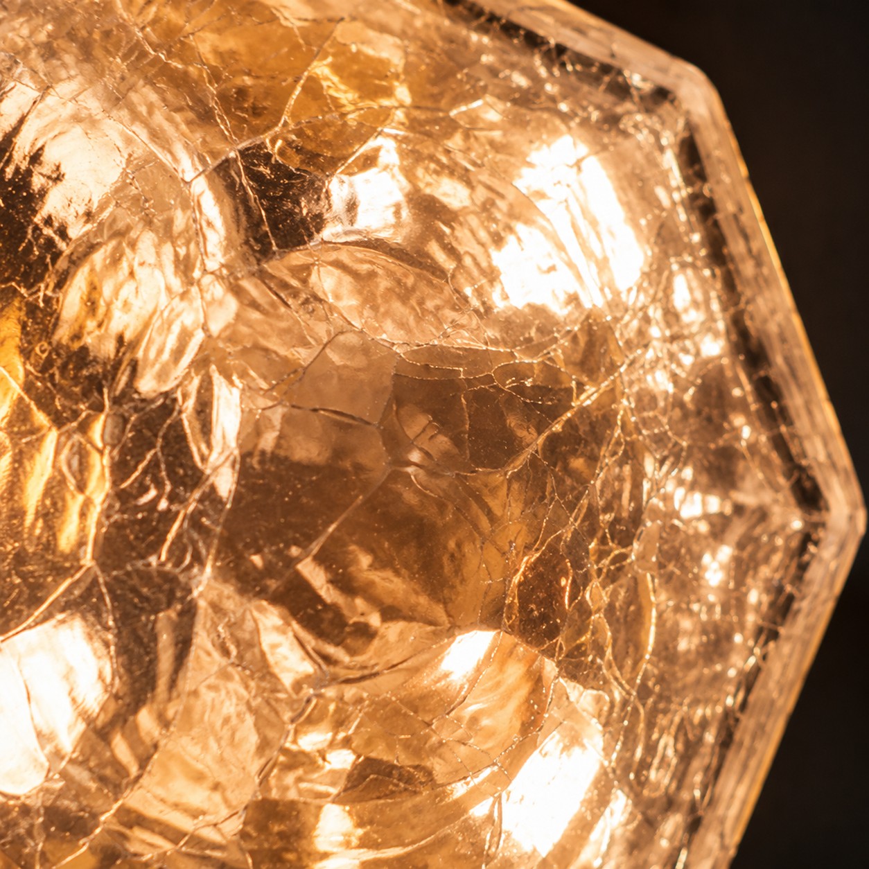 Fine crackle pattern on the clear glass shade