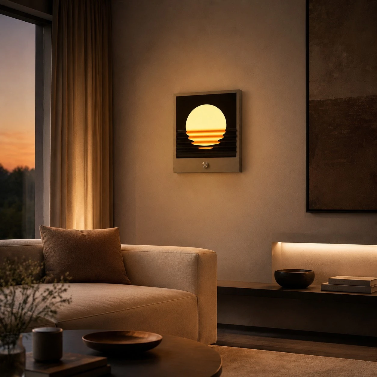 Sunset Ripple Wall Light installed in a living room