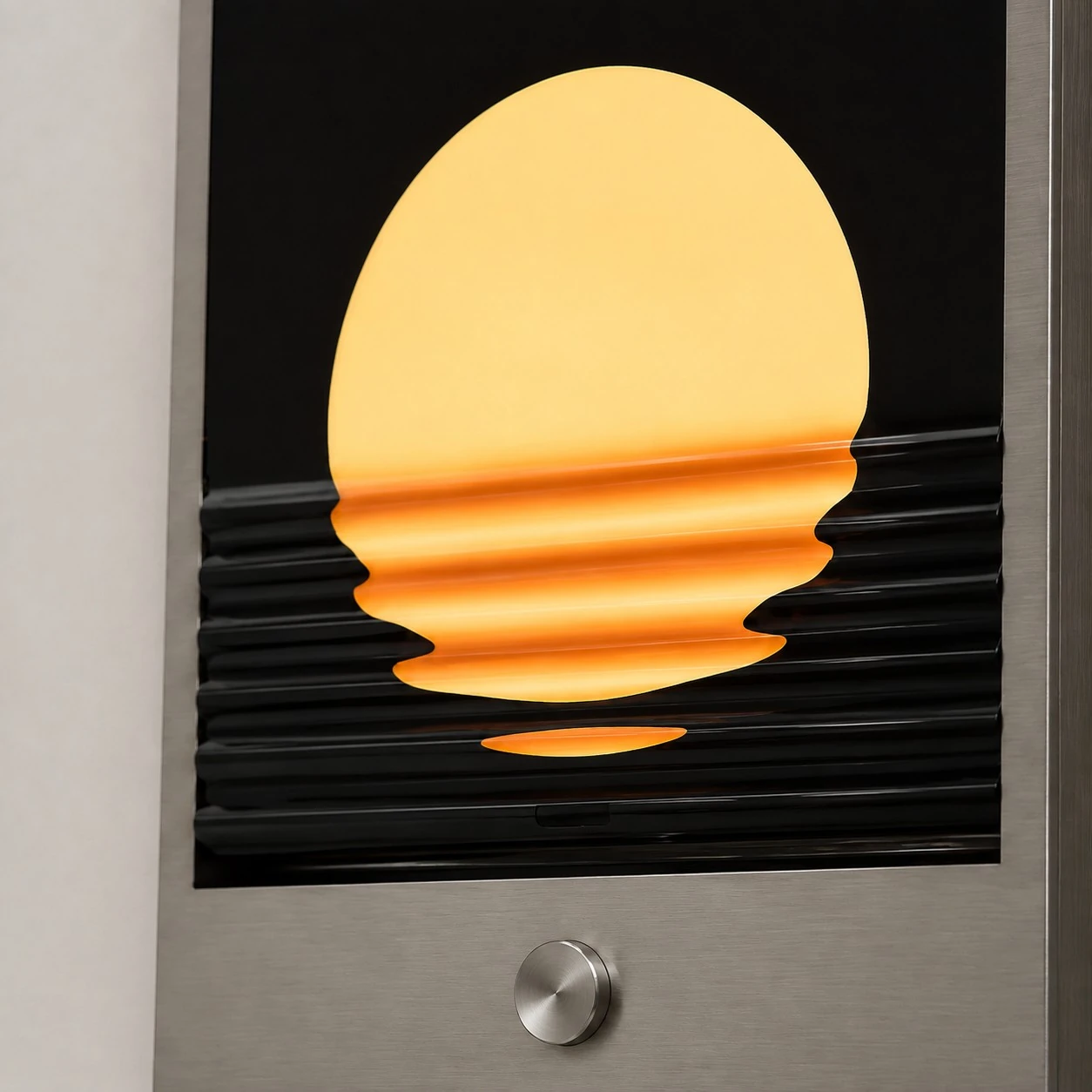 Close view of the layered acrylic light effect and control area