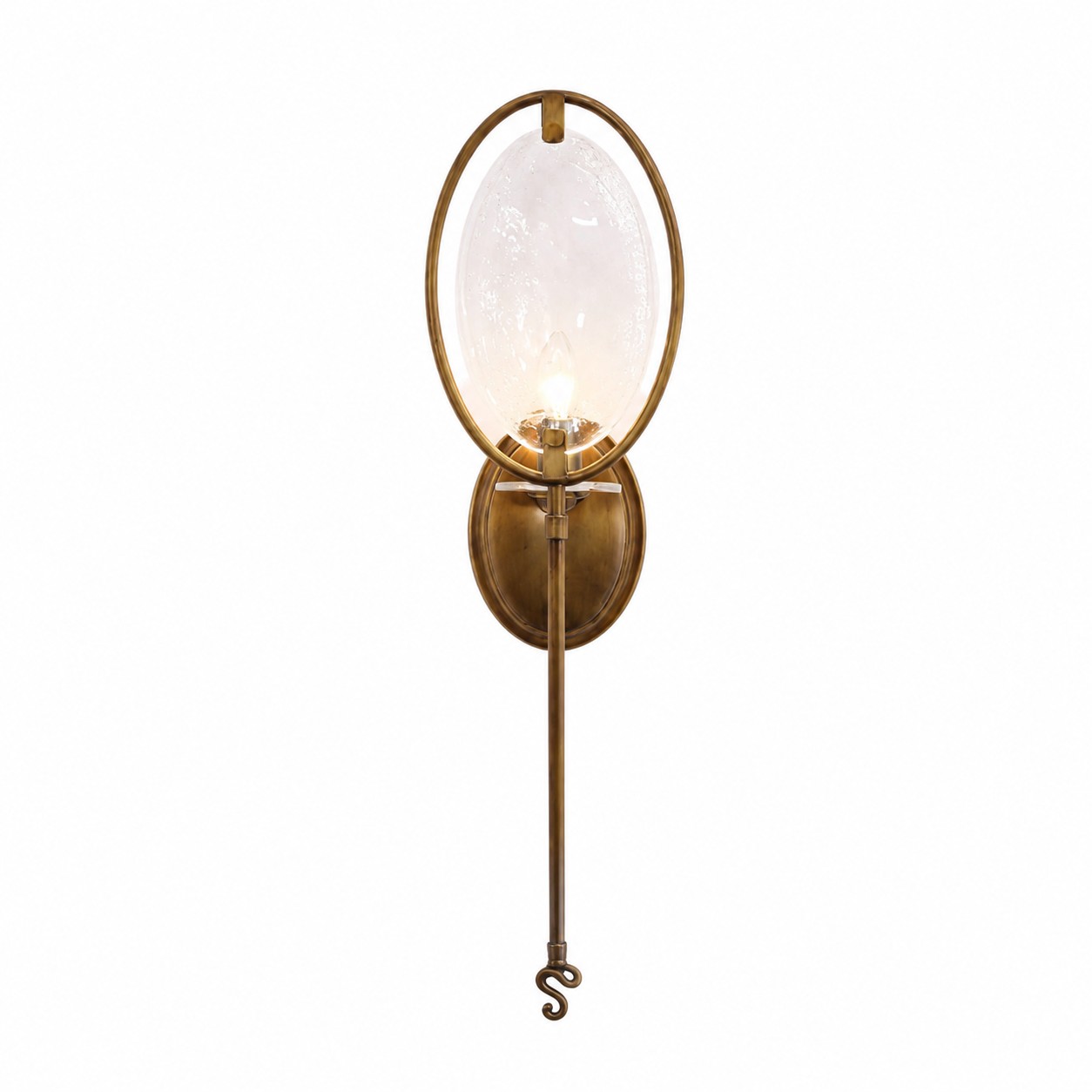 Ovale Wandleuchte aus kupferfarbenem, antik bronzefarbenem Glas mit Zugkette