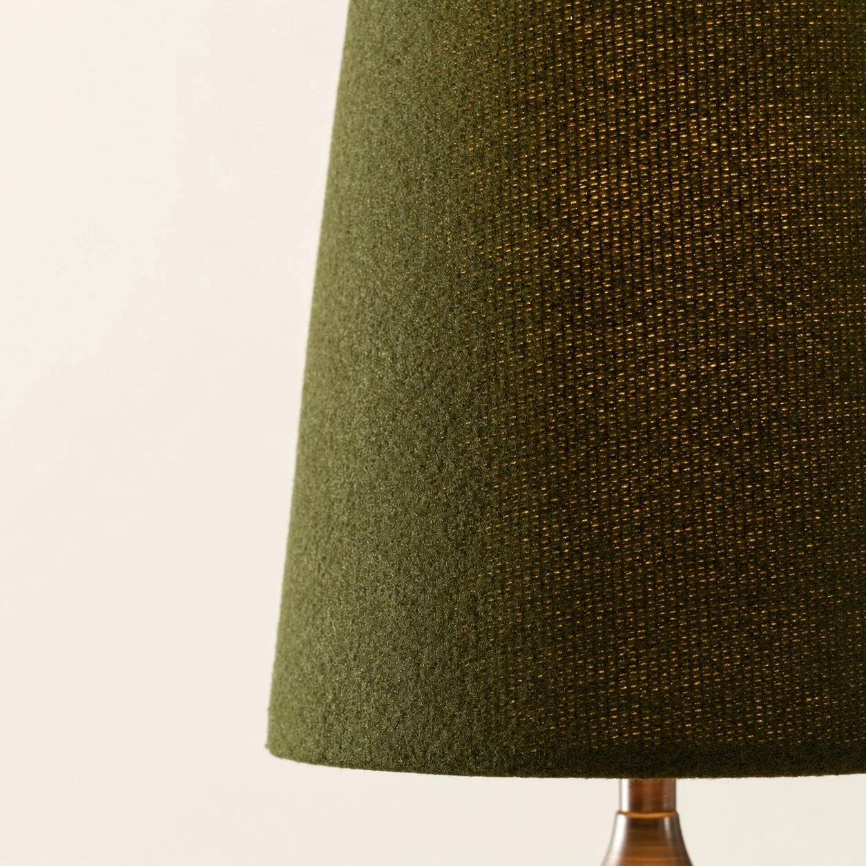 Close-up of green velvet lampshade texture