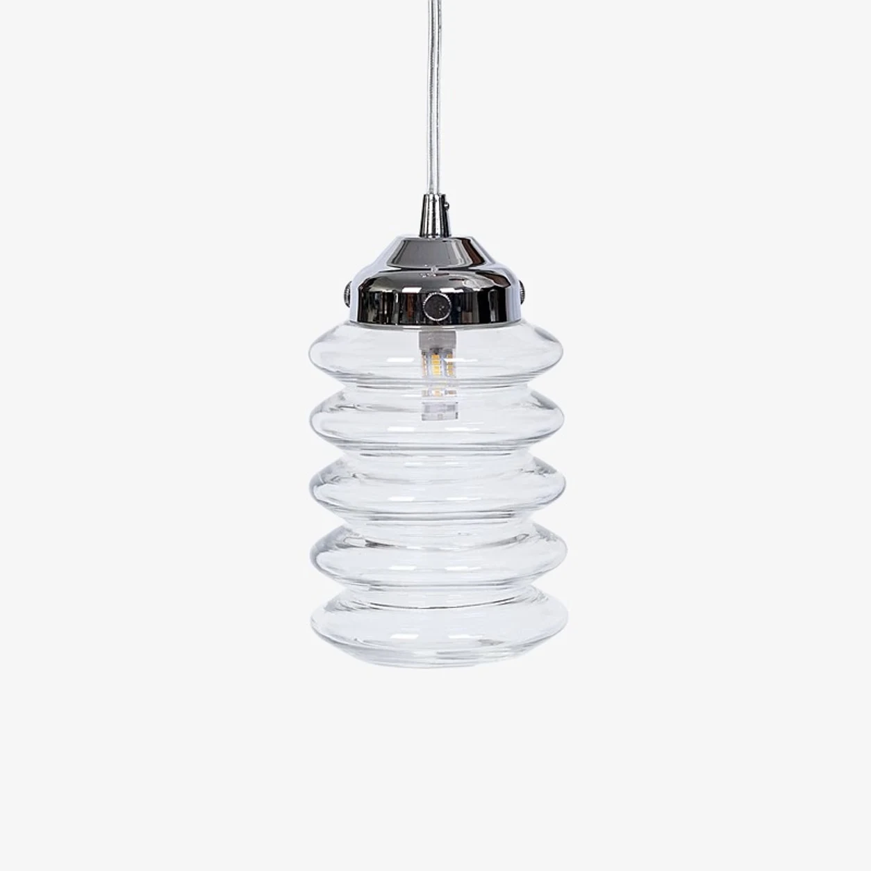 Transparent Shade ribbed glass pendant light