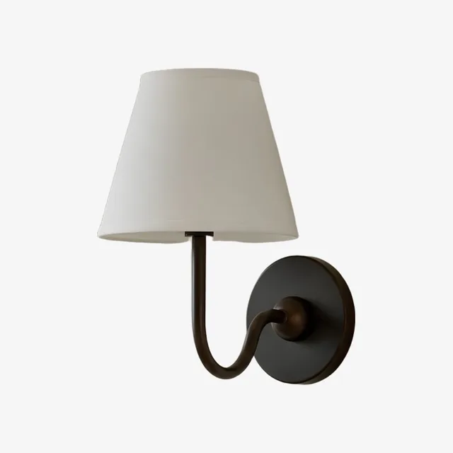 Aplique de pared Luvora de un cabezal en negro mate con pantalla lisa blanca