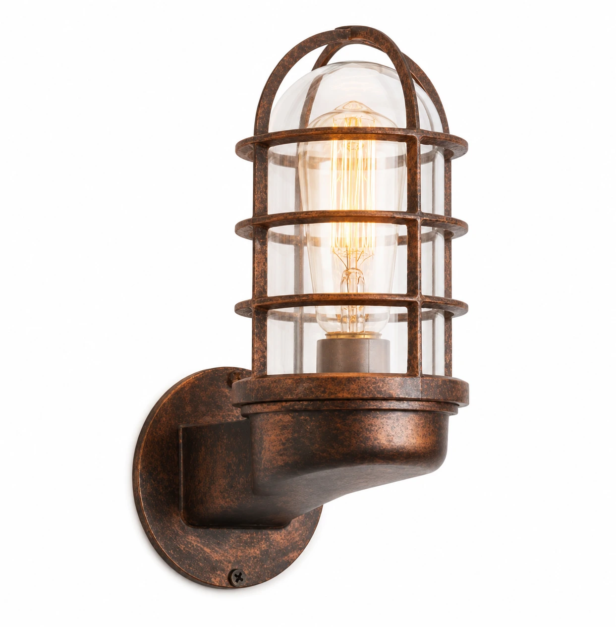 Patnox Clear Glass Wall Sconce Rust Bronze Finish