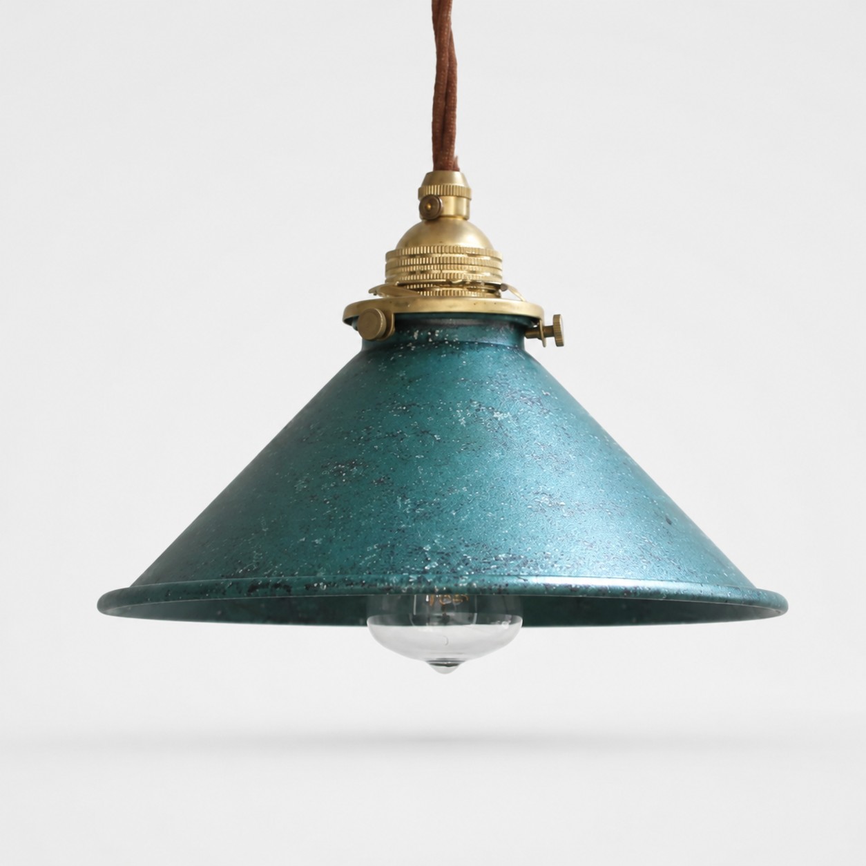 Hand-rusted blue cone pendant shade
