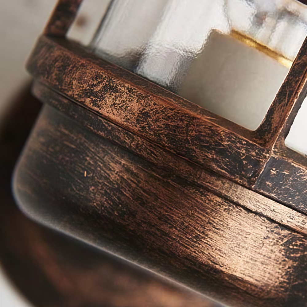 Patnox Clear Glass Wall Sconce Rust Bronze Detail