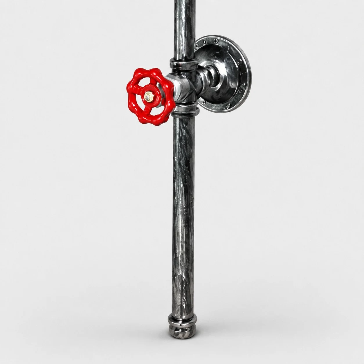 Red valve wall mount detail