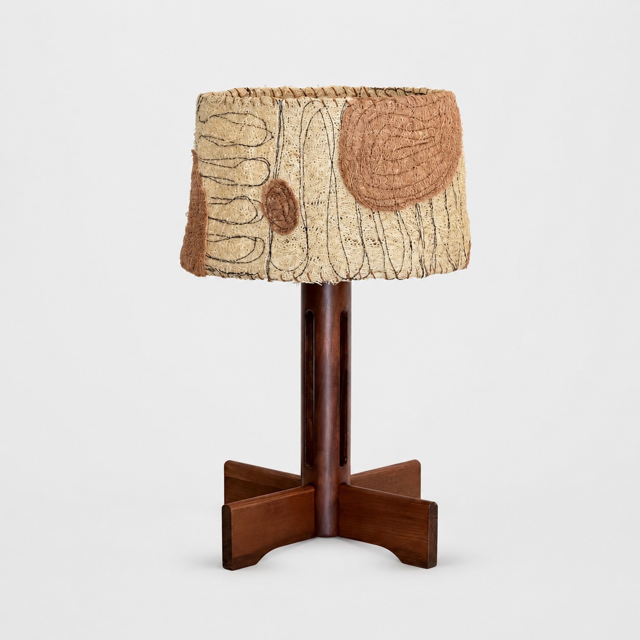 Light pink natural loofah shade with wood base
