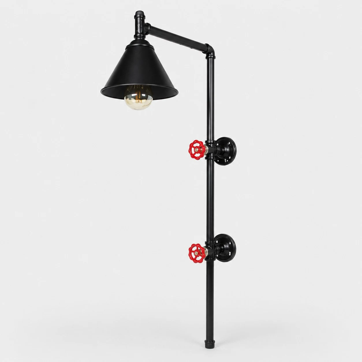Dome shade black pipe wall sconce