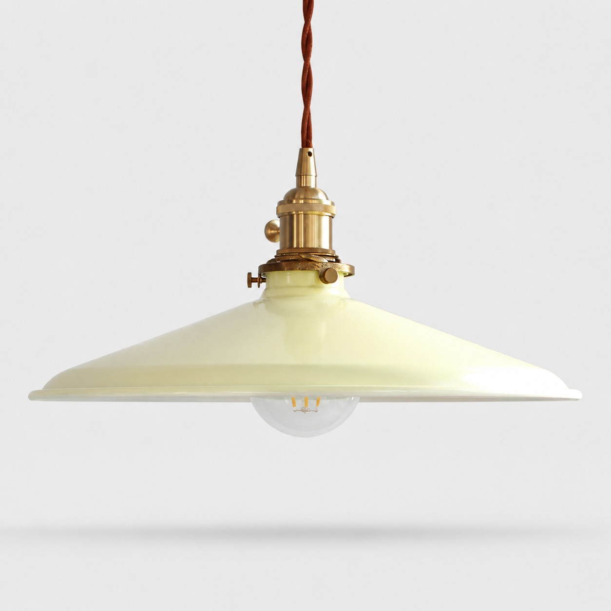 Cream yellow shallow pendant shade