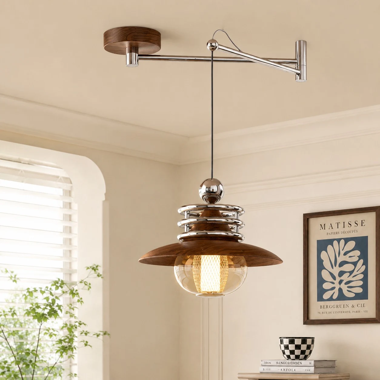 Brown layered metal pendant lamp finish option
