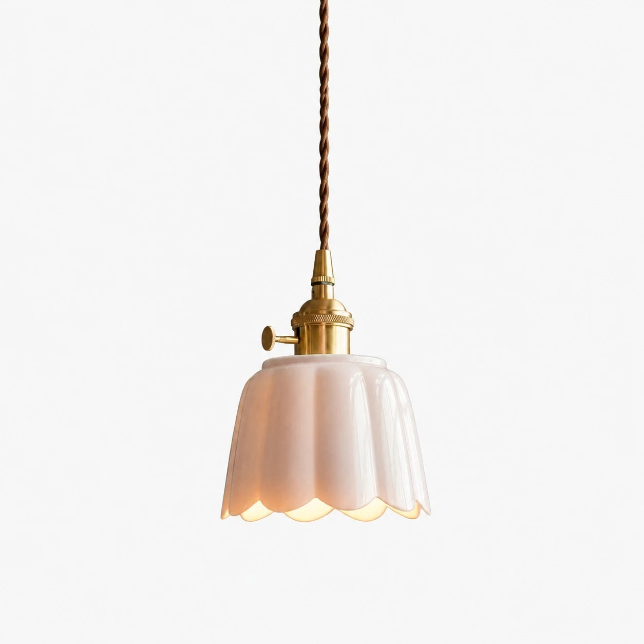 Sakura pink glaze ceramic lotus pendant light