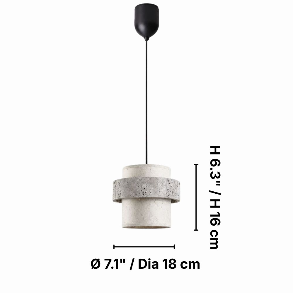 Style C gray travertine stone pendant dimension diagram