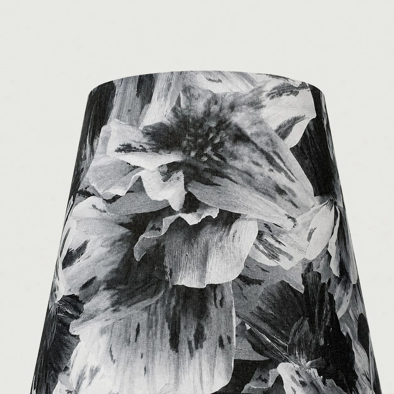 Black and white floral shade close-up