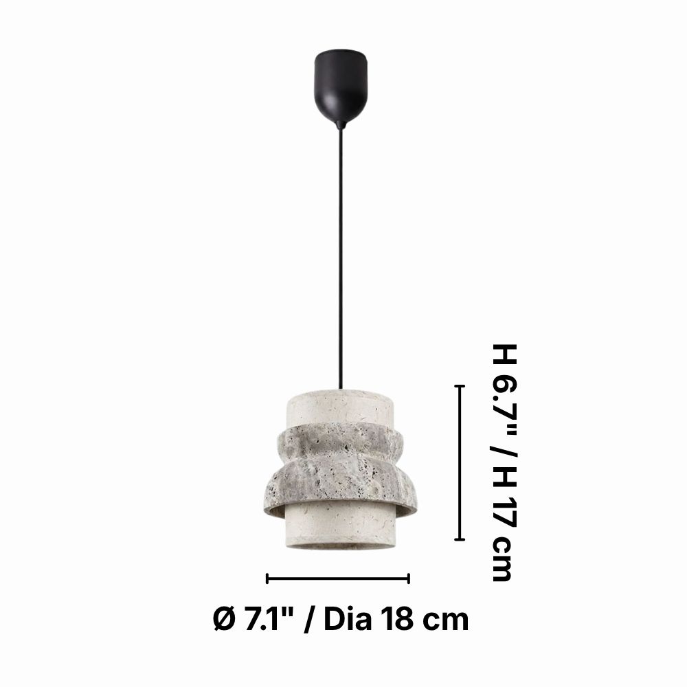 Style A gray travertine stone pendant dimension diagram