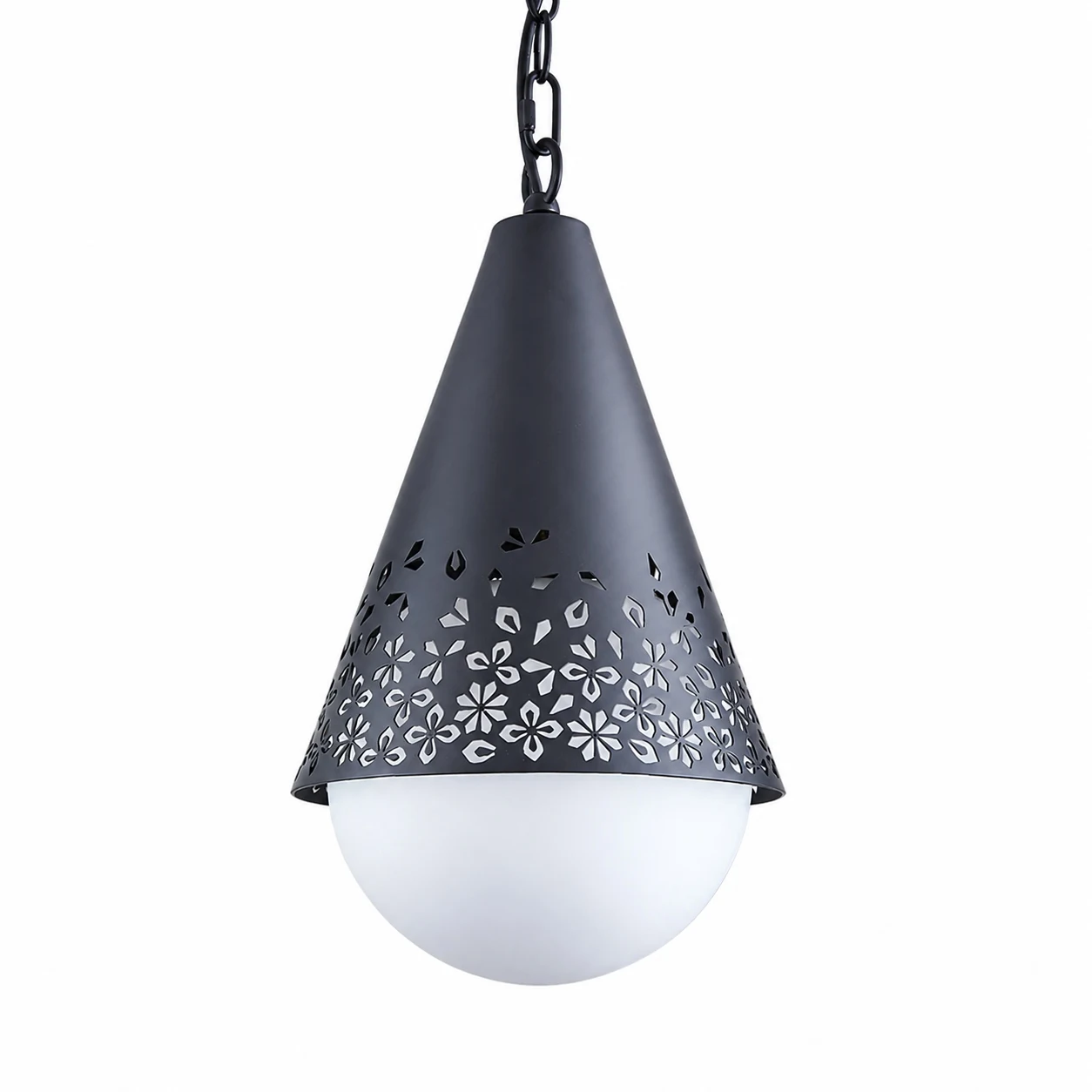 Baoxela outdoor pendant light black matte finish with white glass shade