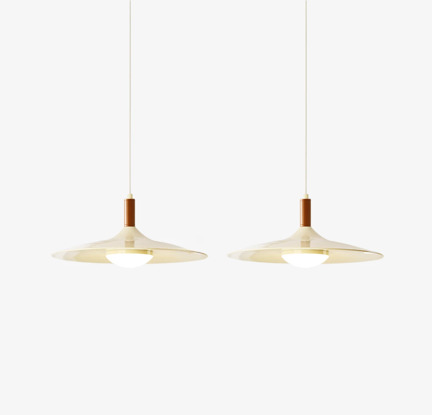 Cream pendant light with two heads