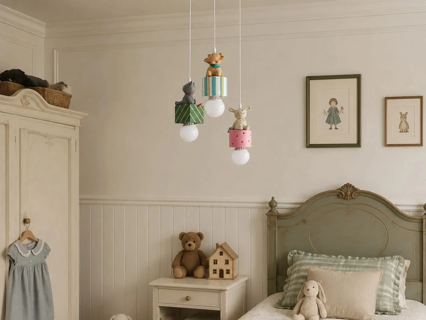 Animal gift box pendant lamp in a children room