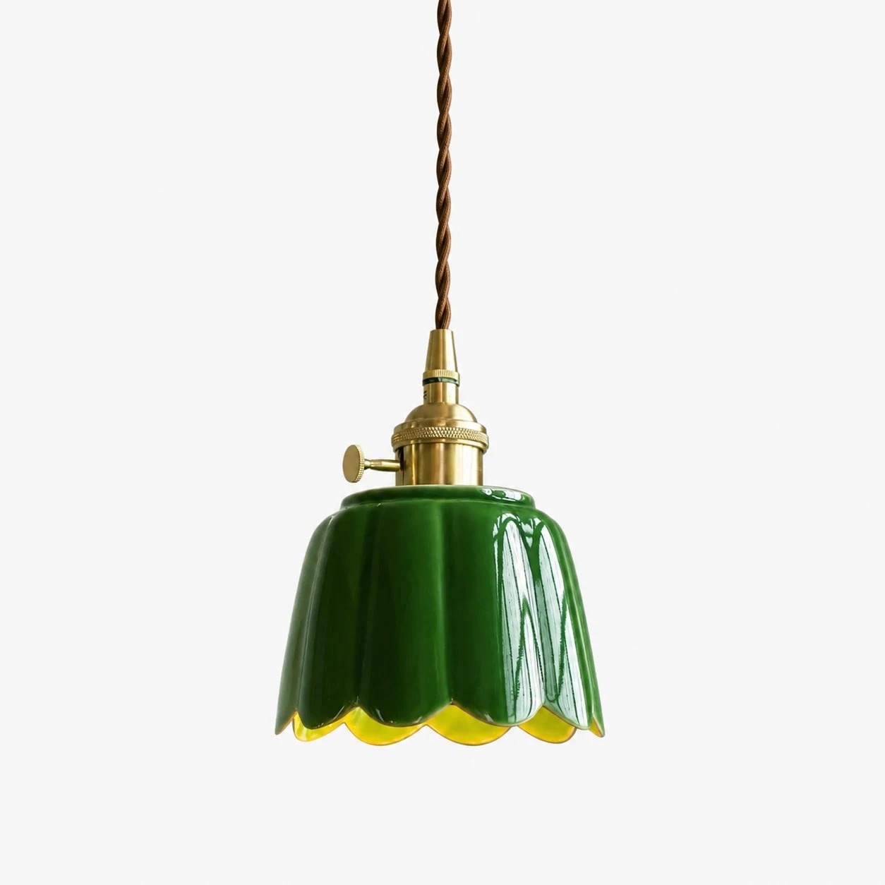 Imperial blue glaze ceramic lotus pendant light