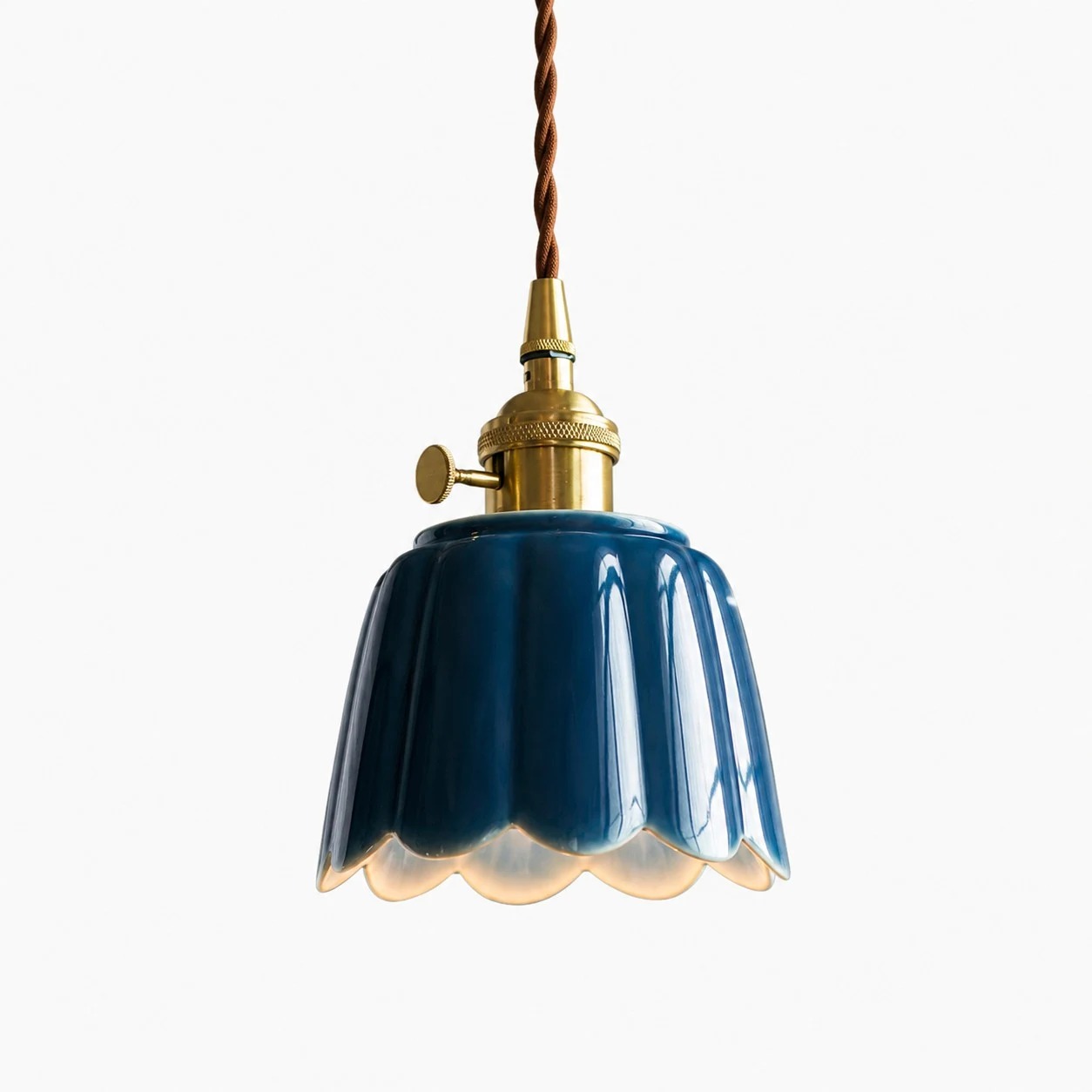 Celadon glaze ceramic lotus pendant light
