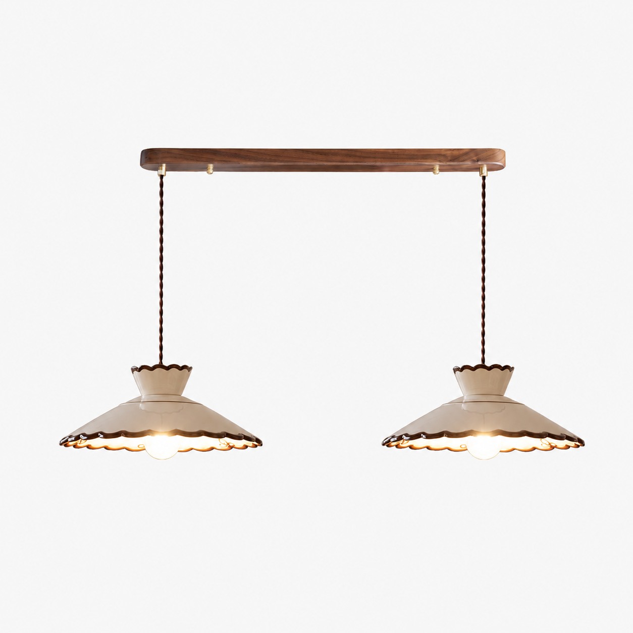 Two head 33 cm ceramic pendant with linear bar