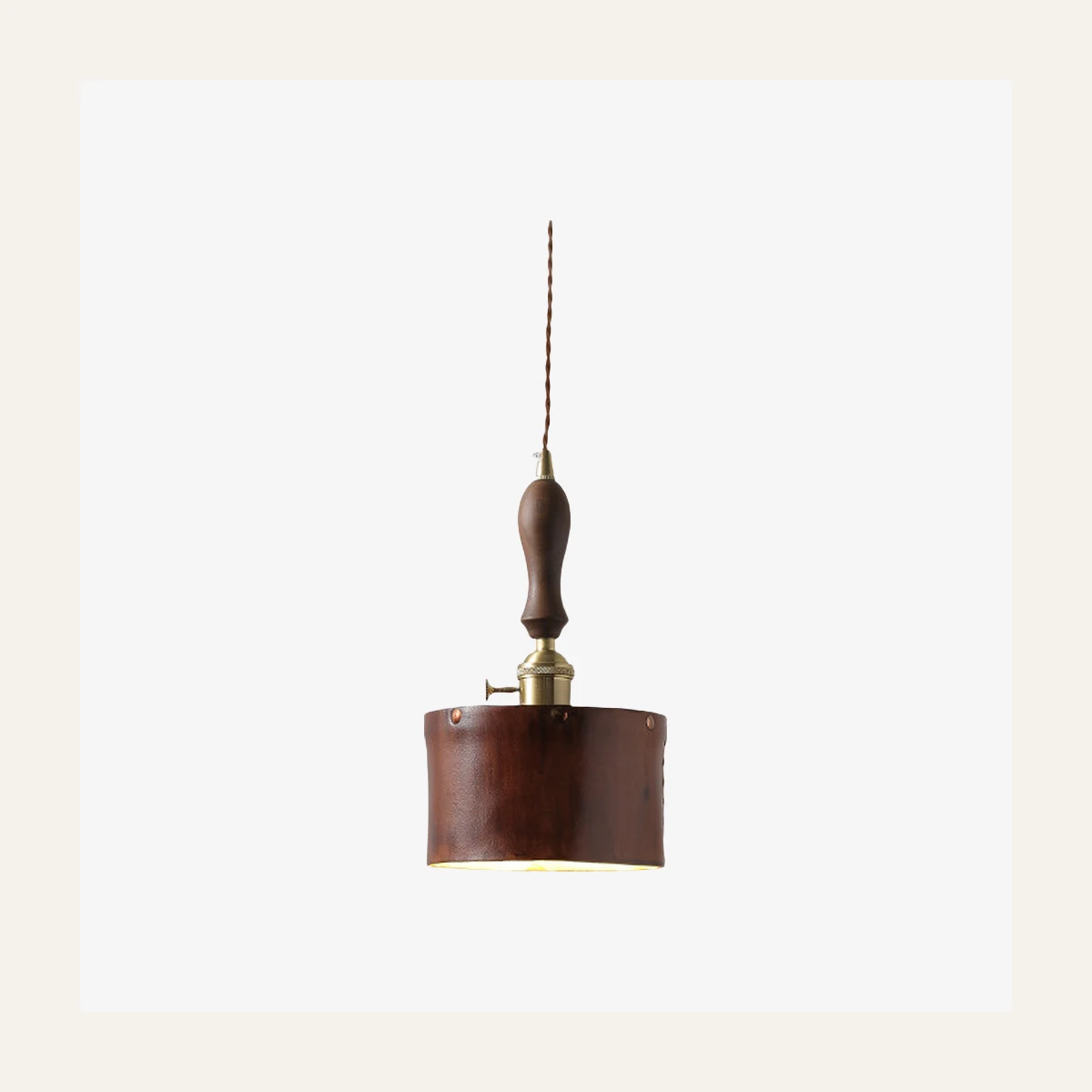 Style B brown cylinder leather pendant light