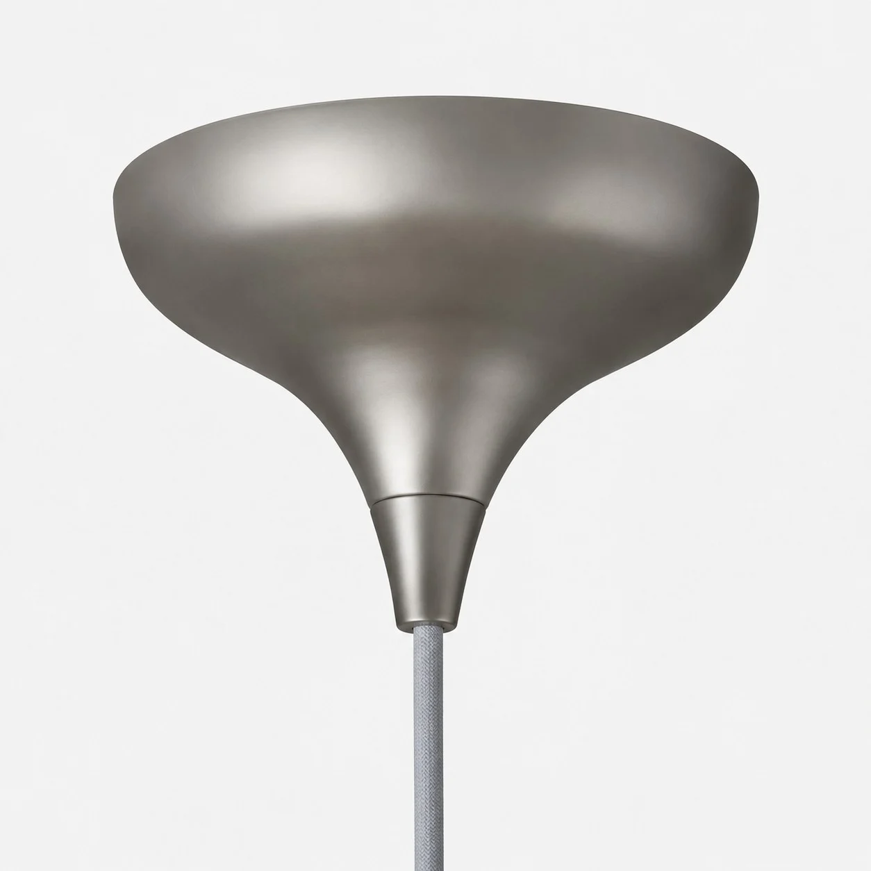 Chrome ceiling canopy and pendant cord detail
