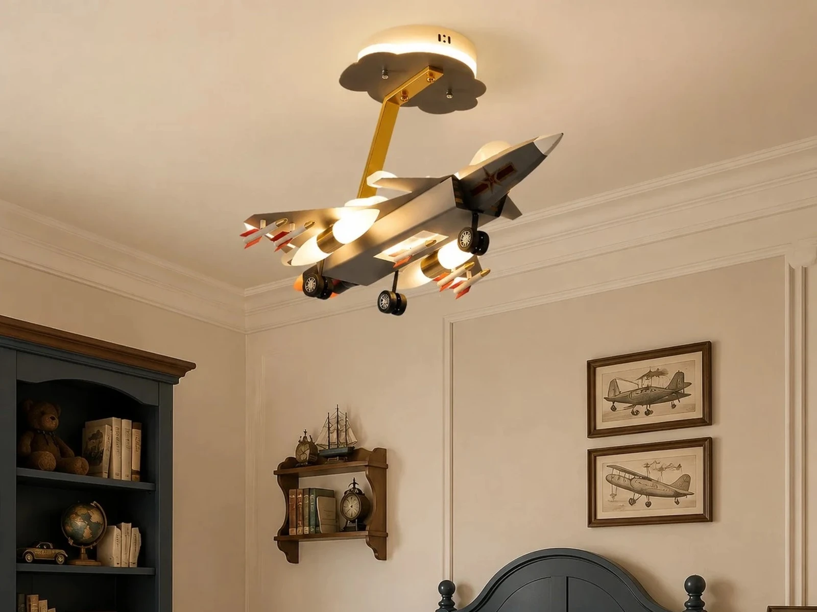 Airplane ceiling light installed in a children room
