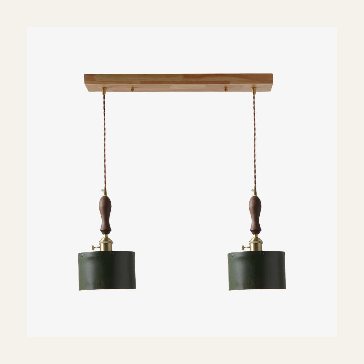 green double pendant leather shade bar light