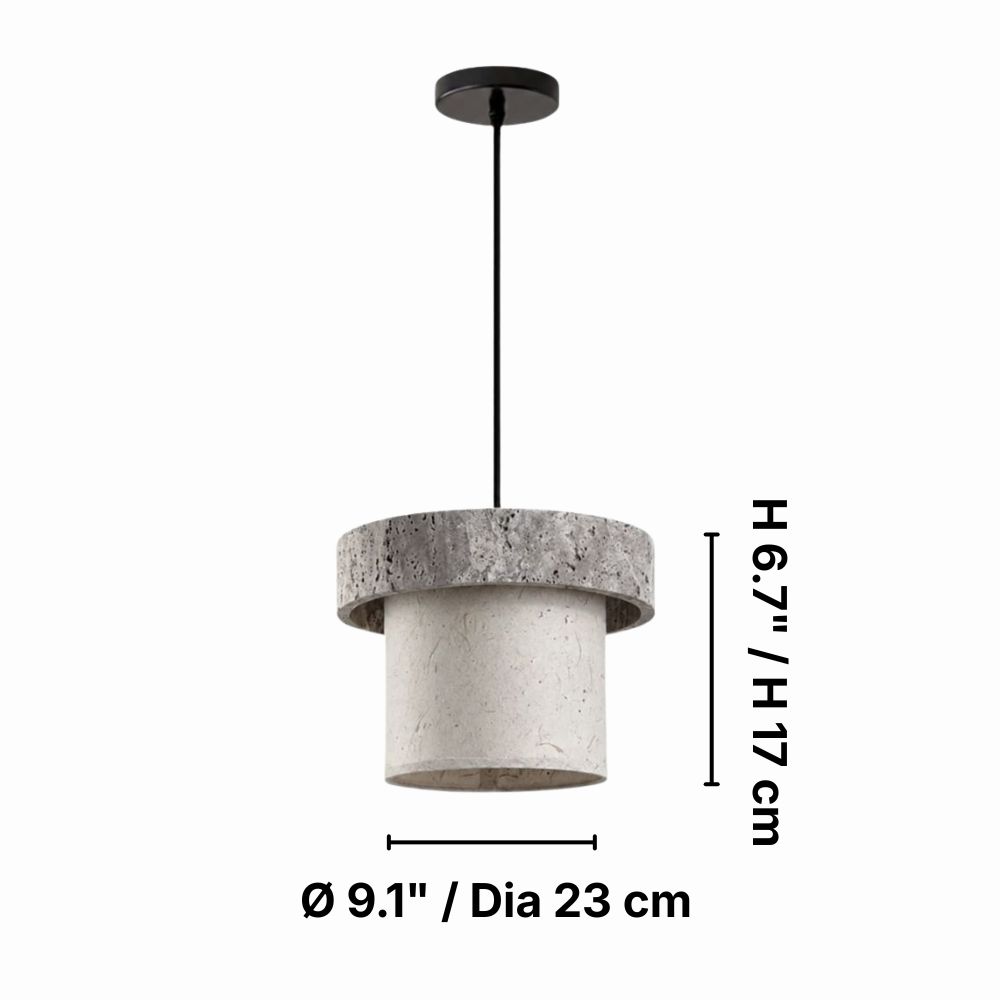 Style D gray travertine stone pendant dimension diagram