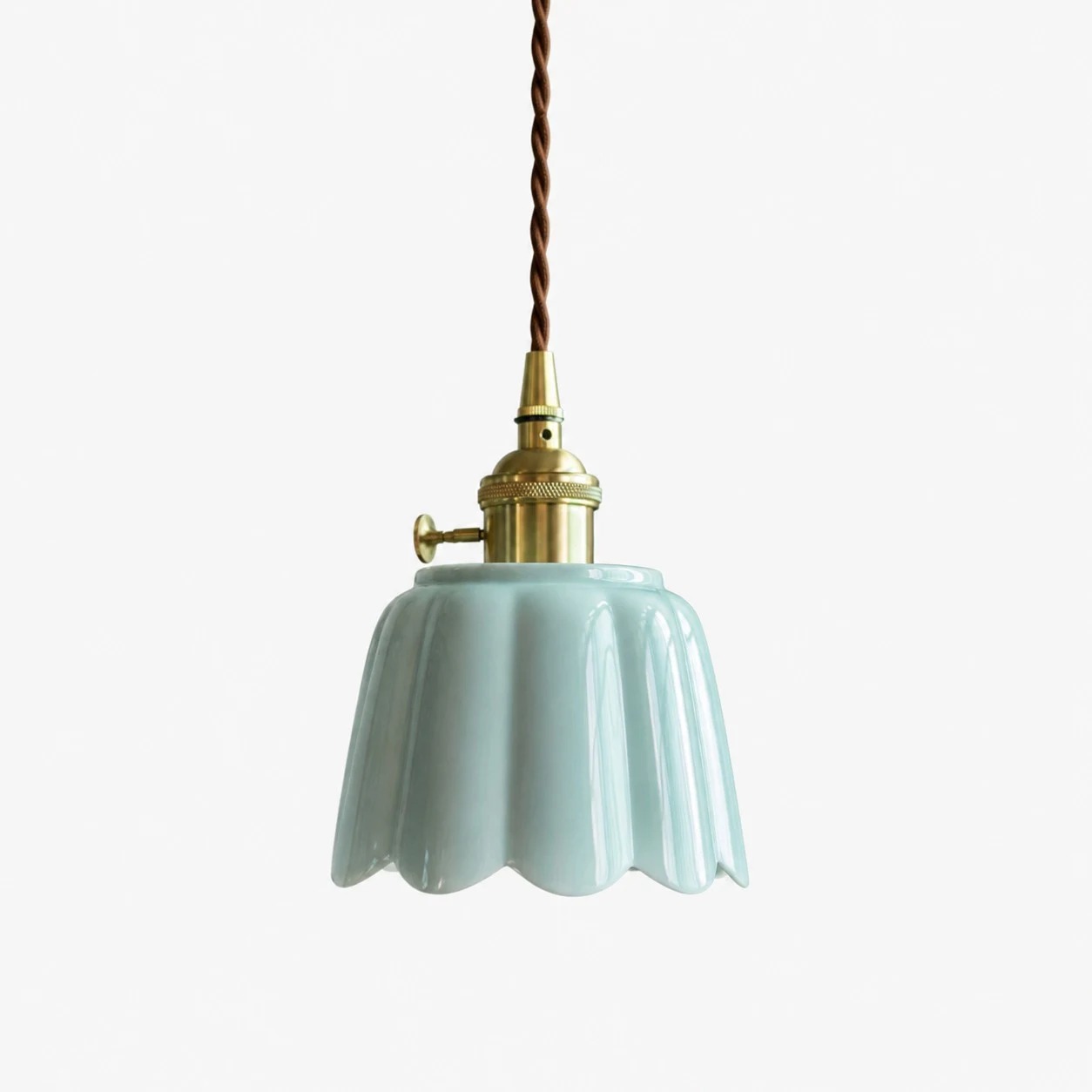 Imperial green glaze ceramic lotus pendant light