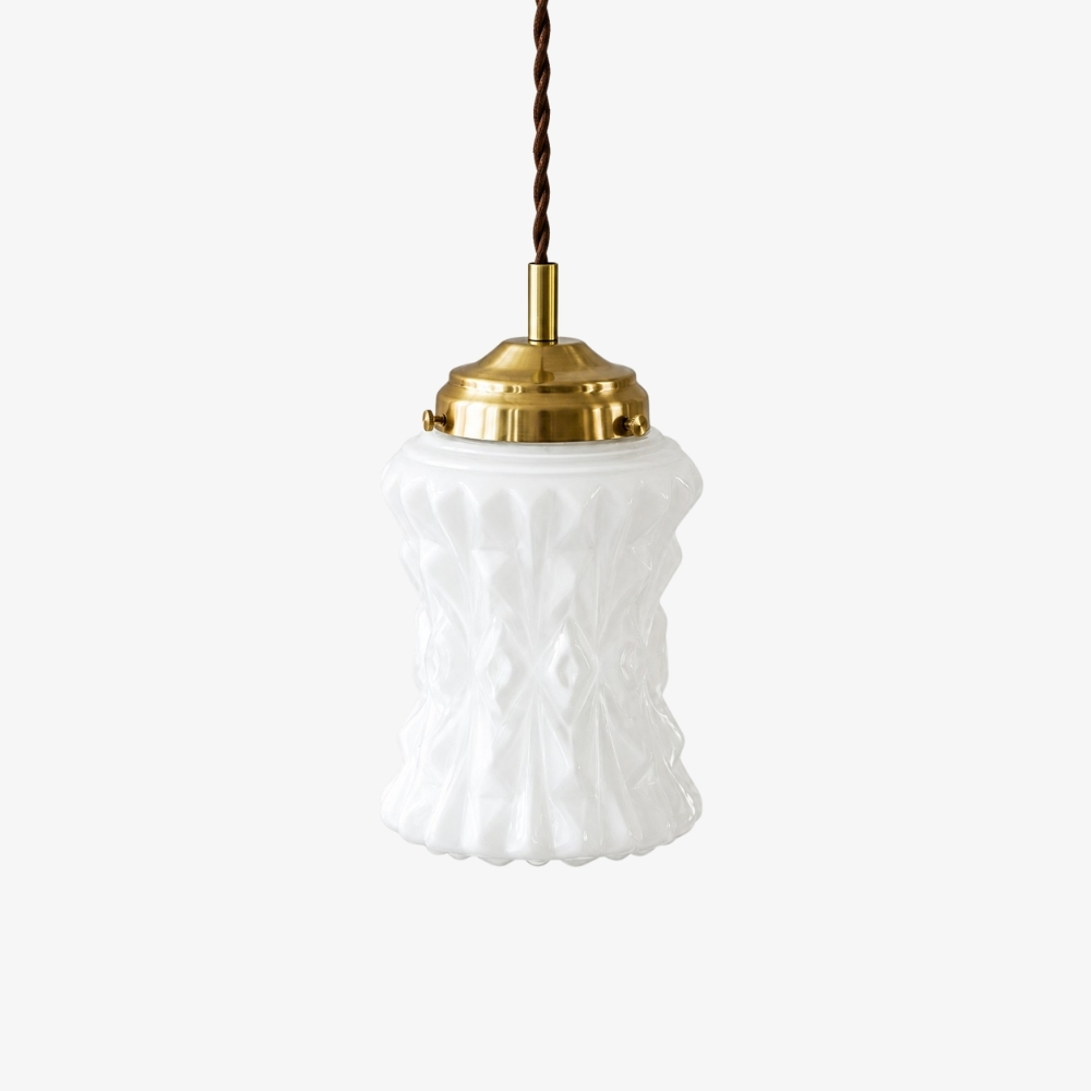 White and brass milk glass pendant lamp