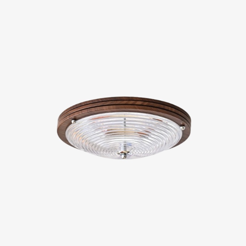 Walnut wood clear glass ceiling light SKU image